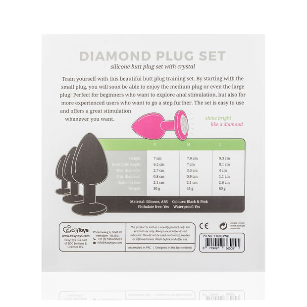 Analplug aus Silikon mit Diamant - pink