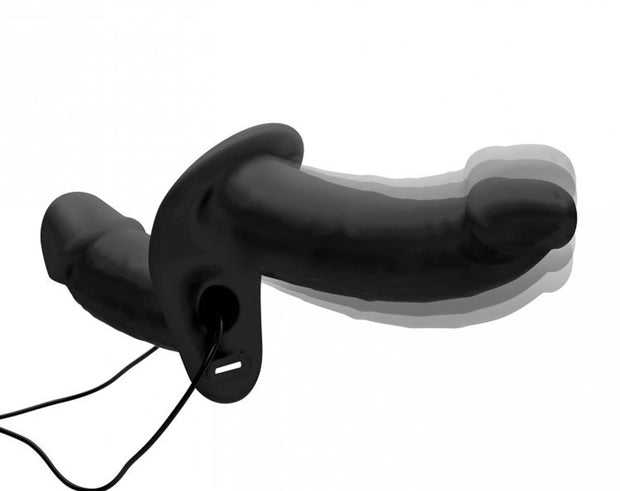 Power Pegger Doppel-Strap-On Vibrator - Schwarz