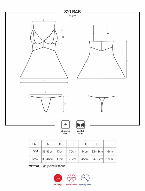 Babydoll Set Mit Spitze - Schwarz