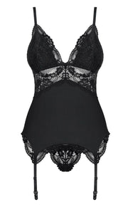 Strumpfband Top mit Spitzendetails - Schwarz