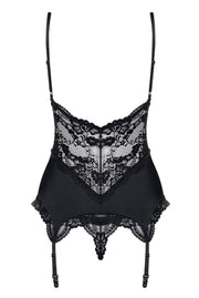 Strumpfband Top mit Spitzendetails - Schwarz