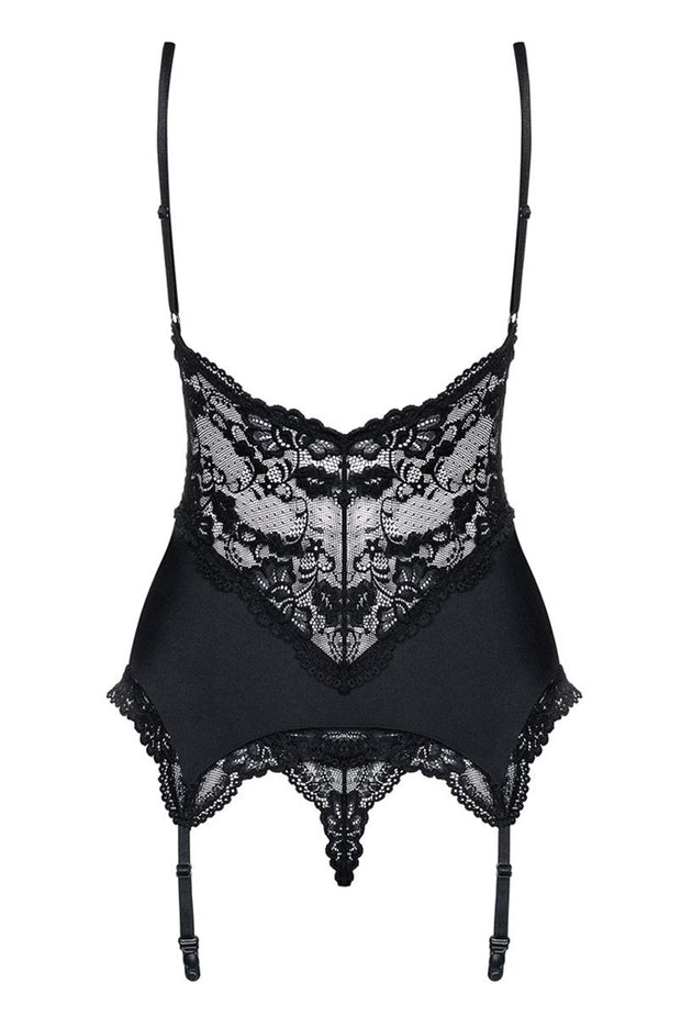 Strumpfband Top mit Spitzendetails - Schwarz