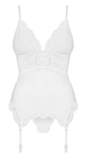 Jarreteltop Met Kanten Details - Wit