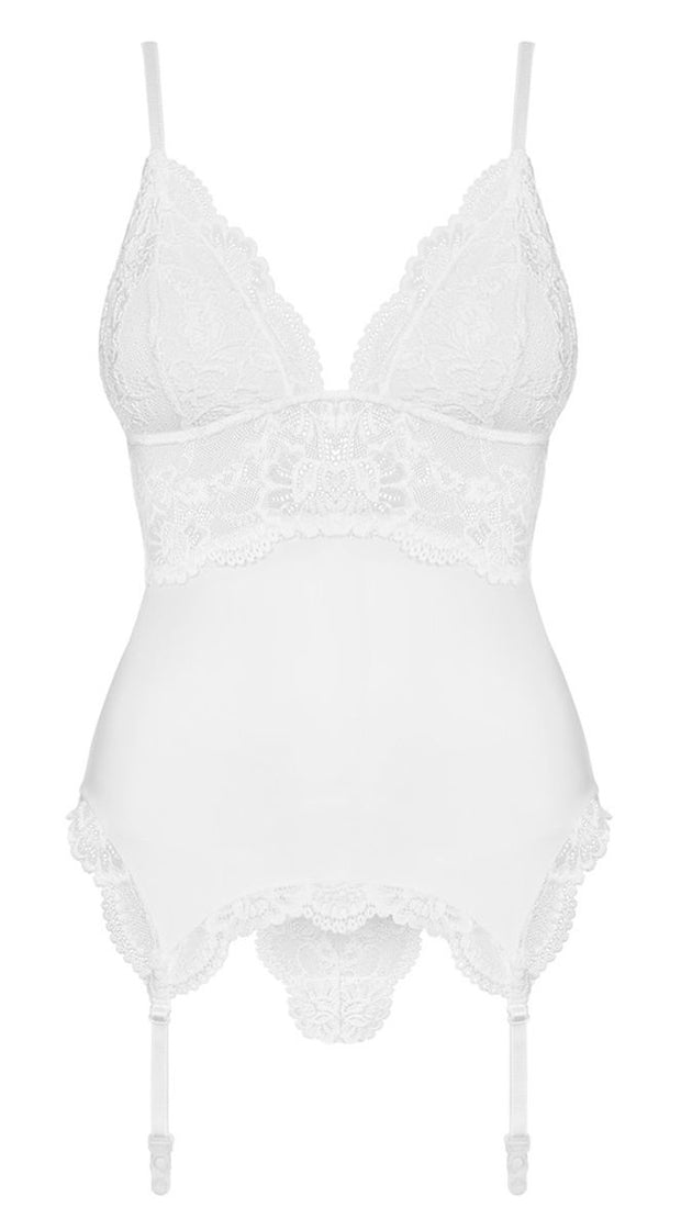 Jarreteltop Met Kanten Details - Wit