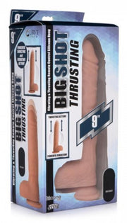 Vibrierender und stoßender XL-Dildo mit Saugnapf und Hoden - Beige