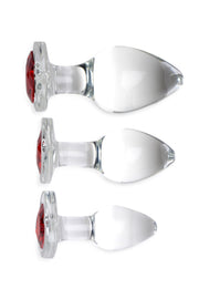 Red Heart Analplugset aus Glas mit Schmuckstein