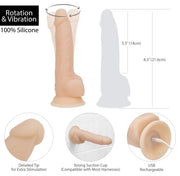 Naked Addiction - Realistischer vibrierender und rotierender Dildo - 20 cm