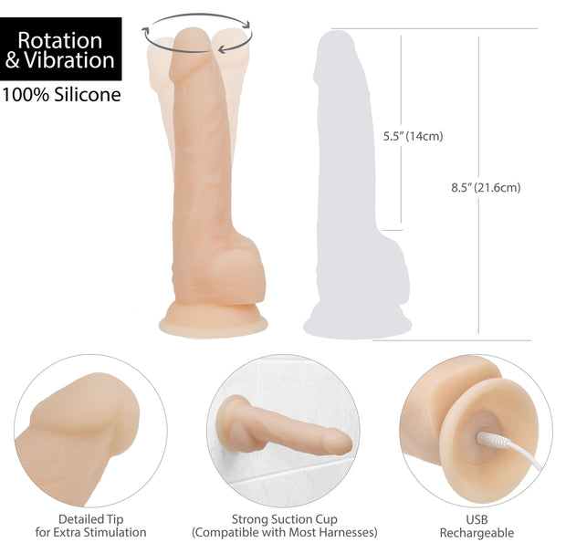 Naked Addiction - Realistischer vibrierender und rotierender Dildo - 20 cm