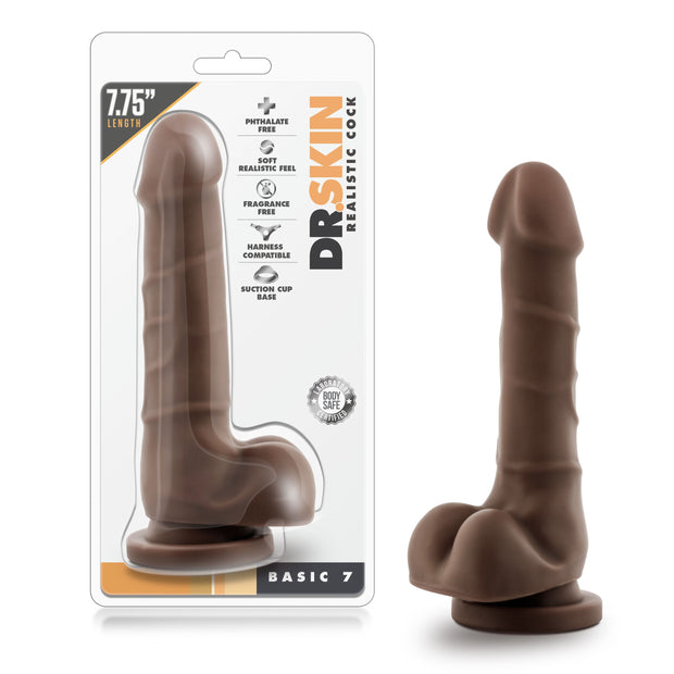 Dr. Skin – Realistischer Dildo mit Saugnapf 20 cm – Schokoladenbraun