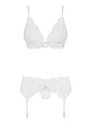 3-Delige Kanten Jarretel Set - Wit