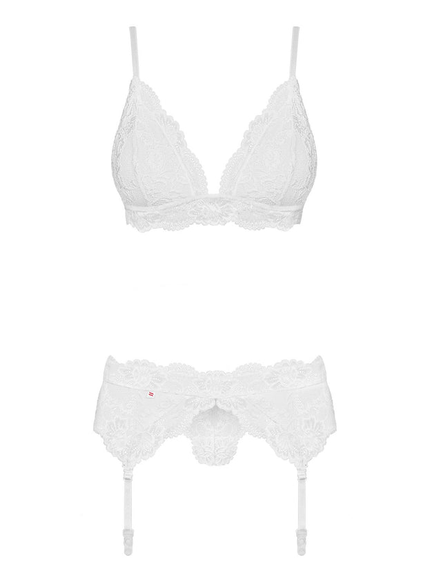 3-Delige Kanten Jarretel Set - Wit