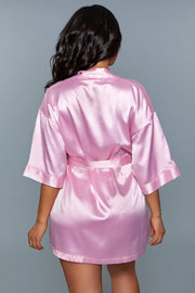 Getting Ready Satin-Kimono - Pink