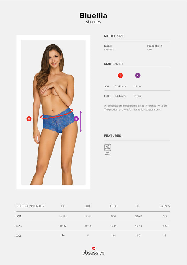 Bluellia Spitzen-Boyshorts - Blau