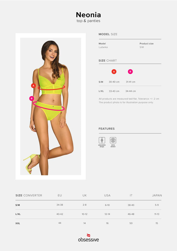 Neonia 2-teiliges BH-Set mit Reißverschluss - Neongelb