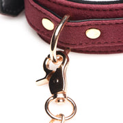 6-teiliges BDSM-Wildleder-Fessel-Set mit Halsband und Riemen - Burgandy