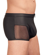 Herren Boxershort mit Reißverschluss in Lederoptik - Schwarz