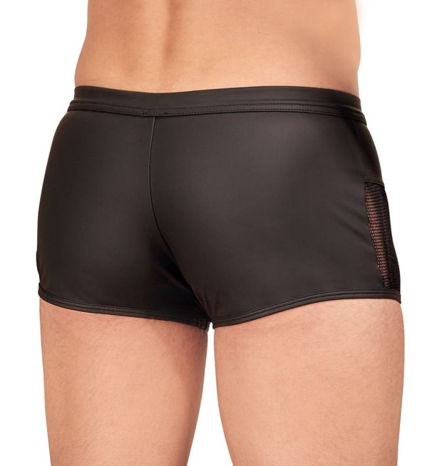 Herren Boxershort mit Reißverschluss in Lederoptik - Schwarz
