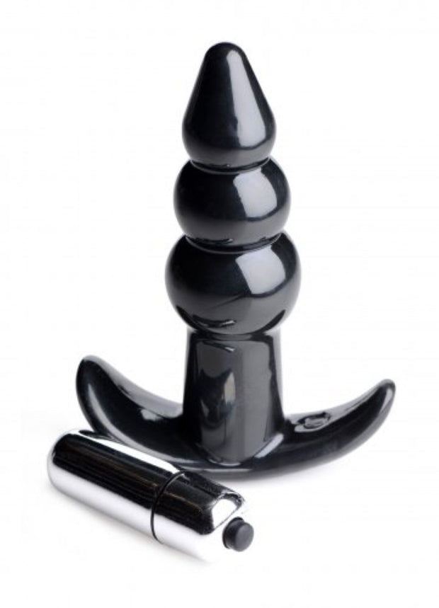 Bubbly Vibrierender Analplug mit Riffelung - Schwarz