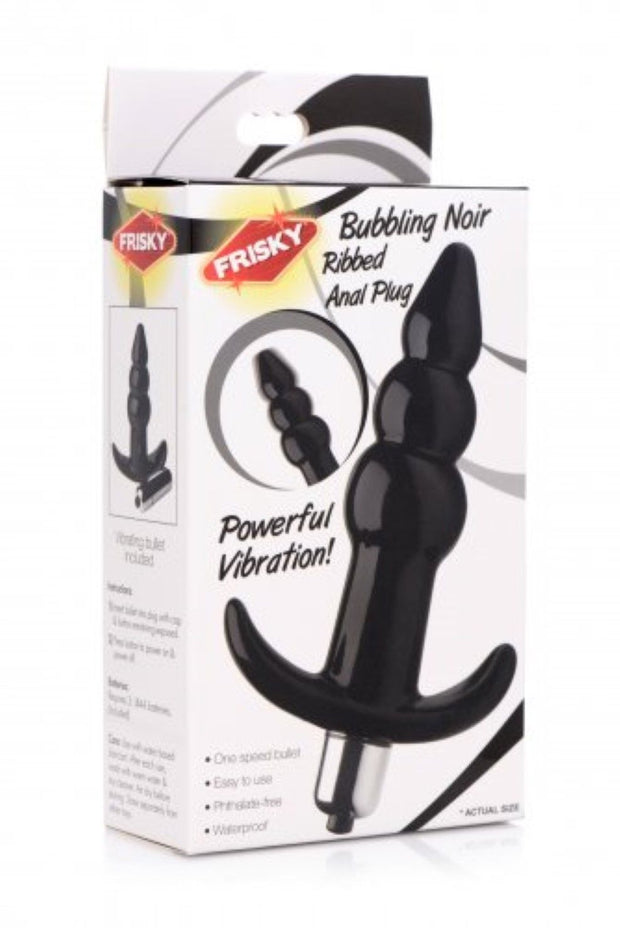 Bubbly Vibrierender Analplug mit Riffelung - Schwarz