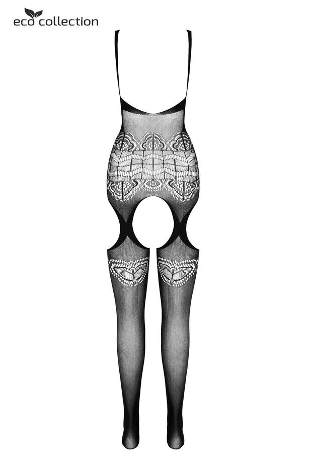 Strumpfhalter Catsuit mit Design schwarz