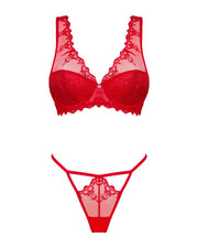 Lonesia Spitzen-BH-Set mit sexy Rock - Rot