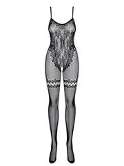 Bodystocking mit offenem Intimbereich mit Body und Strumpfhalter-Design