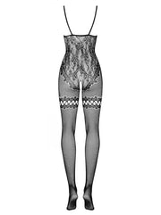 Bodystocking mit offenem Intimbereich mit Body und Strumpfhalter-Design