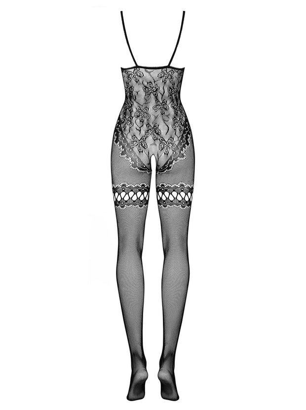 Bodystocking mit offenem Intimbereich mit Body und Strumpfhalter-Design