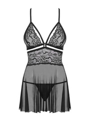 Babydoll und Tanga - Schwarz