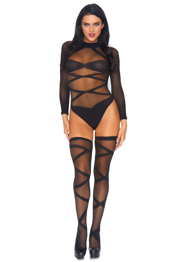 Truth Or Dare Body & Strümpfe Set - Schwarz