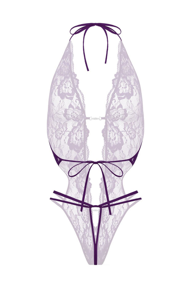 Renee Spitzen-Tanga-Bodysuit - Lila