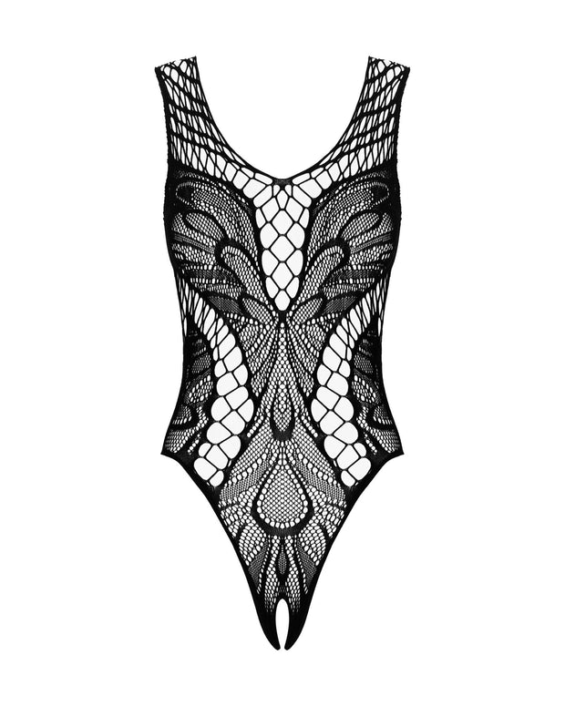 Spitzen-Mesh-Teddy - Schwarz