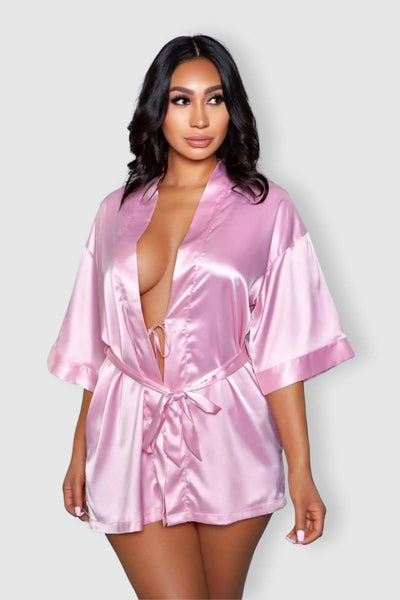 Getting Ready Satin-Kimono - Pink