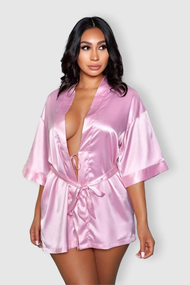 Getting Ready Satin-Kimono - Pink