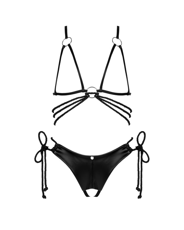 Cordellis- Sexy Cupless und offener Schritt Set - Schwarz