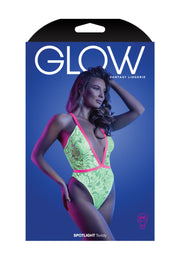 SPOTLIGHT - Body aus elastischer Spitze mit Druckknopfverschluss - Neongrün