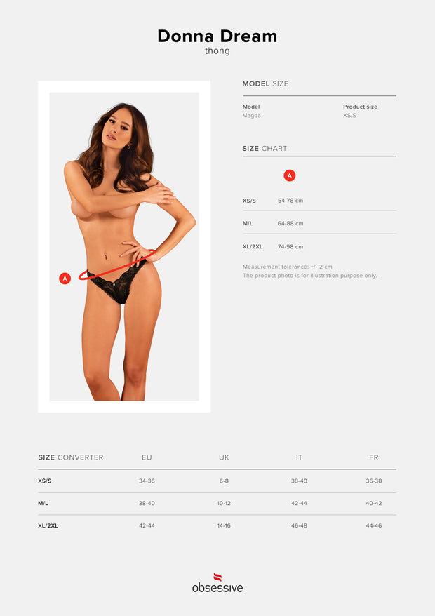 Donna Dream Spitzenstring - Schwarz