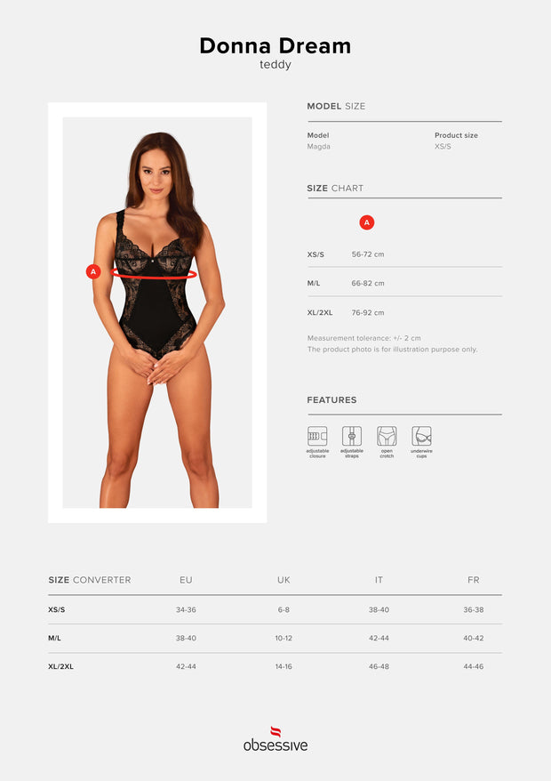 Donna Dream Body mit offenem Schritt - Schwarz