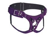 Deluxe Leder Strap-On Korsett - Lila