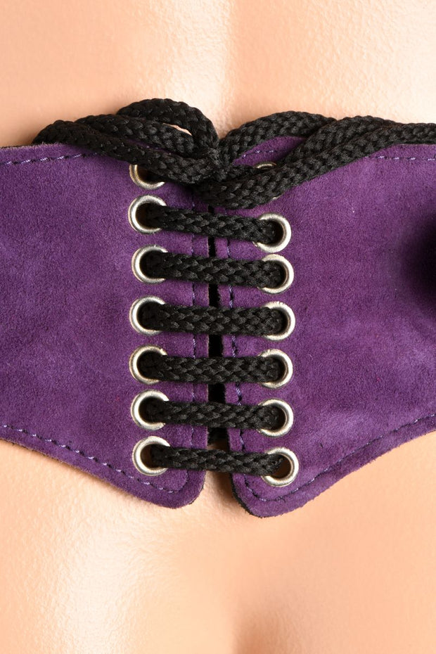 Deluxe Leder Strap-On Korsett - Lila