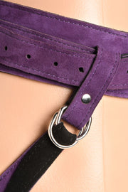 Deluxe Leder Strap-On Korsett - Lila