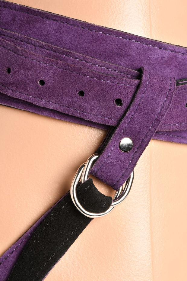 Deluxe Leder Strap-On Korsett - Lila