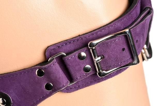 Deluxe Leder Strap-On Korsett - Lila