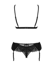 Romantisches Set mit Strumpfhaltergürtel - Schwarz