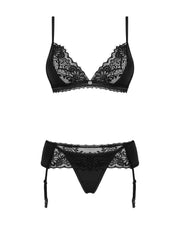 Romantisches Set mit Strumpfhaltergürtel - Schwarz