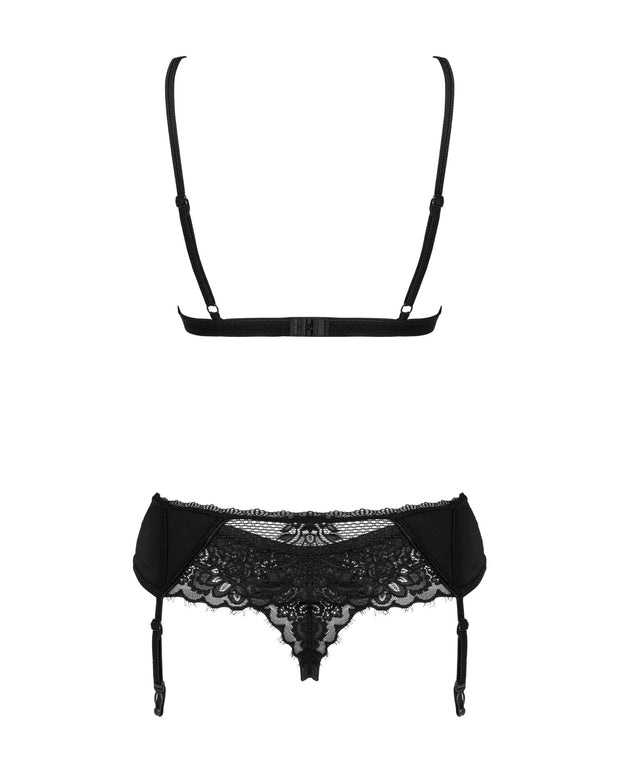Romantisches Set mit Strumpfhaltergürtel - Schwarz