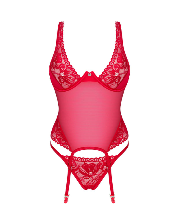 Sexy durchsichtiges rotes Korsett