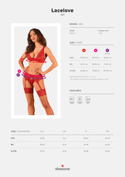 Romantisches Set mit Strumpfhaltergürtel - Rot