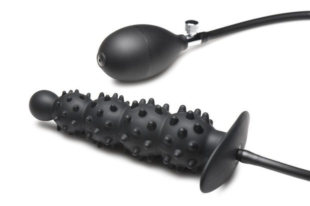 Gerippter aufblasbarer Analdildo - Schwarz