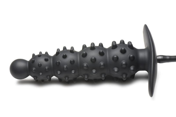 Gerippter aufblasbarer Analdildo - Schwarz